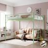 image:imageVINGLI Queen Loft Bed with Flat Rungs for Adults Kids and Young Teens No Box Spring RequiredHeavy Duty Metal Slat Support BlackGreen