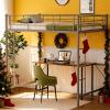 image:imageVINGLI Queen Loft Bed with Flat Rungs for Adults Kids and Young Teens No Box Spring RequiredHeavy Duty Metal Slat Support BlackGrey