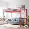 image:imageVINGLI Queen Loft Bed with Flat Rungs for Adults Kids and Young Teens No Box Spring RequiredHeavy Duty Metal Slat Support BlackPink
