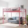 image:imageVINGLI Queen Loft Bed with Flat Rungs for Adults Kids and Young Teens No Box Spring RequiredHeavy Duty Metal Slat Support BlackPink