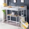 image:imageVINGLI Queen Loft Bed with Flat Rungs for Adults Kids and Young Teens No Box Spring RequiredHeavy Duty Metal Slat Support BlackWhite