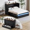 image:imageVINGLI Queen Size Rattan Murphy Bed with Storage Drawer SpaceSaving Cabinet Bed for KidsAdults amp GuestsWarm OffWhiteBlack