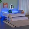 image:imageVINGLI Solid Wood Full Daybed with Storage UnderneathDay Bed Frame with Charging Station and Lights Sturdy Wooden Slats SupportLow Bed for KidsAdultsGuest RoomLiving Room WhiteWhite
