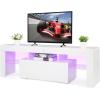image:imageVINGLI TV Stand with LED Light Modern 51 Inch White TV Cabinet for Living Room Bedroom Furniture TV Stand with Storage Drawer and Shelves