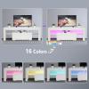 image:imageVINGLI TV Stand with LED Light Modern 51 Inch White TV Cabinet for Living Room Bedroom Furniture TV Stand with Storage Drawer and Shelves