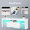 image:imageVINGLI TV Stand with LED Light Modern 51 Inch White TV Cabinet for Living Room Bedroom Furniture TV Stand with Storage Drawer and Shelves