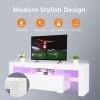 image:imageVINGLI TV Stand with LED Light Modern 51 Inch White TV Cabinet for Living Room Bedroom Furniture TV Stand with Storage Drawer and Shelves