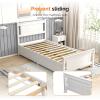 image:imageVINGLI Twin Size Bed Frame with 4 Storage Drawers Solid Wood Platform Panel Bed with Headboard SpaveSaving Twin Bed for Kids Teens Adults White