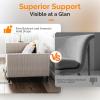 image:imageVINGLI Twin Size Daybed Frame Corduroy Upholstered Comfy Couch Sofa Bed for Bedroom Living Room Movie Room Sturdy Wooden Slats Support Soft Tufted Single Bed for KidsTeens Adults Beige White