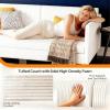 image:imageVINGLI Twin Size Daybed Frame Corduroy Upholstered Comfy Couch Sofa Bed for Bedroom Living Room Movie Room Sturdy Wooden Slats Support Soft Tufted Single Bed for KidsTeens Adults Beige White