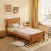 image:imageVINGLI Twin Size Solid Wood Bed with 4 Storage Drawers and HeadboardModern Minimalist Panel Platform Bed for KidsAdults amp GuestsSleigh BedCrisp WhiteBrown