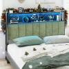 image:imageVINGLI Twin or Twin XL Size Headboard Adjustable Upholstered Headboard with 3 Tier Shelves and Pegboard with Charging Stations and LED Lights Modern Bed Headboard with Storage for Bedroom DecorChenille  Forest Green