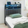 image:imageVINGLI Twin or Twin XL Size Headboard Adjustable Upholstered Headboard with 3 Tier Shelves and Pegboard with Charging Stations and LED Lights Modern Bed Headboard with Storage for Bedroom DecorLinen  Dark Gray