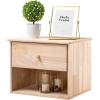image:imageVINGLI Unfinished Natural Solid Wood Floating Nightstand for Bedroom Small Nightstand with DrawerShelf Farmhouse Night Stand WallMounted NightstandBedside Table for Small Space Color DIYNatural Rubber Wood