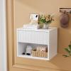 image:imageVINGLI Unfinished Natural Solid Wood Floating Nightstand for Bedroom Small Nightstand with DrawerShelf Farmhouse Night Stand WallMounted NightstandBedside Table for Small Space Color DIYWhite