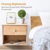 image:imageVINGLI Unfinished Natural Solid Wood Floating Nightstand for Bedroom Small Nightstand with DrawerShelf Farmhouse Night Stand WallMounted NightstandBedside Table for Small Space Color DIYNatural Rubber Wood
