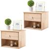 image:imageVINGLI Unfinished Natural Solid Wood Floating Nightstand for Bedroom Small Nightstand with DrawerShelf Farmhouse Night Stand WallMounted NightstandBedside Table for Small Space Color DIYNatural Rubber Wood