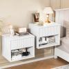 image:imageVINGLI Unfinished Natural Solid Wood Floating Nightstand for Bedroom Small Nightstand with DrawerShelf Farmhouse Night Stand WallMounted NightstandBedside Table for Small Space Color DIYWhite