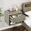 image:imageVINGLI Unfinished Natural Solid Wood Floating Nightstand for Bedroom Small Nightstand with DrawerShelf Farmhouse Night Stand WallMounted NightstandBedside Table for Small Space Color DIYGrey