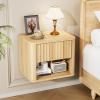image:imageVINGLI Unfinished Natural Solid Wood Floating Nightstand for Bedroom Small Nightstand with DrawerShelf Farmhouse Night Stand WallMounted NightstandBedside Table for Small Space Color DIYOak