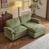 image:imageVINGLI 87 Convertible Sectional SofaLShape Deep Seat Sofa Couch for Living RoomModern Chenille 2 Seat Loveseat Sofa with Ottoman for Small SpaceBlack 87Chenille Olive