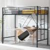 image:imageVINGLI Queen Loft Bed with Flat Rungs for Adults Kids and Young Teens No Box Spring RequiredHeavy Duty Metal Slat Support BlackBlack