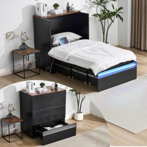 image:imageVINGLI Queen Size Rattan Murphy Bed with Storage Drawer SpaceSaving Cabinet Bed for KidsAdults amp GuestsWarm OffWhiteBlack