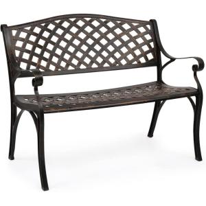 image:imageVINGLI 405 Patio Garden BenchAnti Rust Cast Iron Cast Aluminum Frame for Outdoor Path Yard Lawn Work Entryway Decor Deck