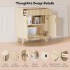 image:imageVINGLI Fluted Sideboard Buffet Cabinet Kitchen Coffee Bar Buffet Sideboard Hutch Cupboard Storage Cabinet with Drawer and Adjustable Shelf for Dining Room Living Room Furniture Natural Oak