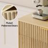 image:imageVINGLI Fluted Sideboard Buffet Cabinet Kitchen Coffee Bar Buffet Sideboard Hutch Cupboard Storage Cabinet with Drawer and Adjustable Shelf for Dining Room Living Room Furniture Natural Oak