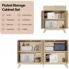 image:imageVINGLI Fluted Sideboard Buffet Cabinet Kitchen Coffee Bar Buffet Sideboard Hutch Cupboard Storage Cabinet with Drawer and Adjustable Shelf for Dining Room Living Room Furniture Natural Oak