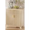 image:imageVINGLI Fluted Sideboard Buffet Cabinet Kitchen Coffee Bar Buffet Sideboard Hutch Cupboard Storage Cabinet with Drawer and Adjustable Shelf for Dining Room Living Room Furniture Natural Oak