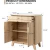image:imageVINGLI Fluted Sideboard Buffet Cabinet Kitchen Coffee Bar Buffet Sideboard Hutch Cupboard Storage Cabinet with Drawer and Adjustable Shelf for Dining Room Living Room Furniture Natural Oak