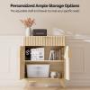 image:imageVINGLI Fluted Sideboard Buffet Cabinet Kitchen Coffee Bar Buffet Sideboard Hutch Cupboard Storage Cabinet with Drawer and Adjustable Shelf for Dining Room Living Room Furniture Natural Oak
