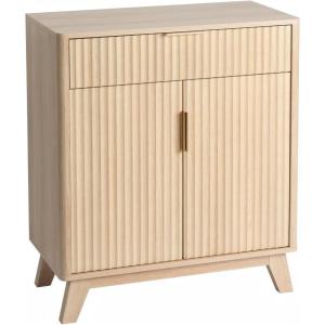 image:imageVINGLI Fluted Sideboard Buffet Cabinet Kitchen Coffee Bar Buffet Sideboard Hutch Cupboard Storage Cabinet with Drawer and Adjustable Shelf for Dining Room Living Room Furniture Natural Oak