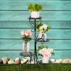image:imageVINGLI Metal Plant Stand Flower Holder Racks Patio Stand Holder Outdoor Displaying Plants Flowers BlackRound 309H 4 Tier