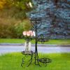 image:imageVINGLI Metal Plant Stand Flower Holder Racks Patio Stand Holder Outdoor Displaying Plants Flowers BlackRound 309H 4 Tier