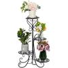 image:imageVINGLI Metal Plant Stand Flower Holder Racks Patio Stand Holder Outdoor Displaying Plants Flowers BlackRound 309H 4 Tier