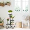 image:imageVINGLI Metal Plant Stand Flower Holder Racks Patio Stand Holder Outdoor Displaying Plants Flowers BlackRound 309H 4 Tier