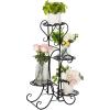 image:imageVINGLI Metal Plant Stand Flower Holder Racks Patio Stand Holder Outdoor Displaying Plants Flowers BlackRound 309H 4 Tier