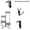 image:imageVINGLI 4 Tier Folding Metal Plant Stand Decorative Flower Pot Rack Planter Holder Display Rack Perfect for Indoor and Outdoor Patio Garden