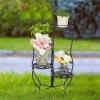 image:imageVINGLI 4 Tier Folding Metal Plant Stand Decorative Flower Pot Rack Planter Holder Display Rack Perfect for Indoor and Outdoor Patio Garden