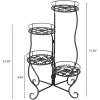 image:imageVINGLI 4 Tier Folding Metal Plant Stand Decorative Flower Pot Rack Planter Holder Display Rack Perfect for Indoor and Outdoor Patio Garden