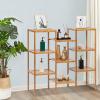 image:imageVINGLI Bamboo Plant Stand Rack Customizable 9 Potted Flower Pots Holder Display Shelf Storage Rack for Patio Living Room Balcony and Bedroom Natural