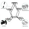 image:imageVINGLI IndoorOutdoor Metal Flower Stand 3Tiered Metal Tall Plant Stand Multilayer Potted Planters Display Rack Black