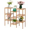 image:imageVINGLI Bamboo Plant Stand Rack Customizable 9 Potted Flower Pots Holder Display Shelf Storage Rack for Patio Living Room Balcony and Bedroom Natural