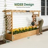 image:imageVINGLI 45 in Raised Garden Bed with Trellis amp Hanging Roof Wooden Elevated Planter Box with Drainage Holes for Outdoor Climbing Plants Vegetables Flowers Patio Yard Balcony Teak Color Wider