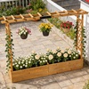 image:imageVINGLI 45 in Raised Garden Bed with Trellis amp Hanging Roof Wooden Elevated Planter Box with Drainage Holes for Outdoor Climbing Plants Vegetables Flowers Patio Yard Balcony Teak Color Wider