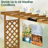image:imageVINGLI 45 in Raised Garden Bed with Trellis amp Hanging Roof Wooden Elevated Planter Box with Drainage Holes for Outdoor Climbing Plants Vegetables Flowers Patio Yard Balcony Teak Color Wider