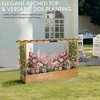 image:imageVINGLI 45 in Raised Garden Bed with Trellis amp Hanging Roof Wooden Elevated Planter Box with Drainage Holes for Outdoor Climbing Plants Vegetables Flowers Patio Yard Balcony Teak Color Wider